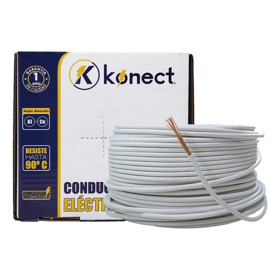 Cable Electrico Cca Calibre 8 Blanco 100 Metros