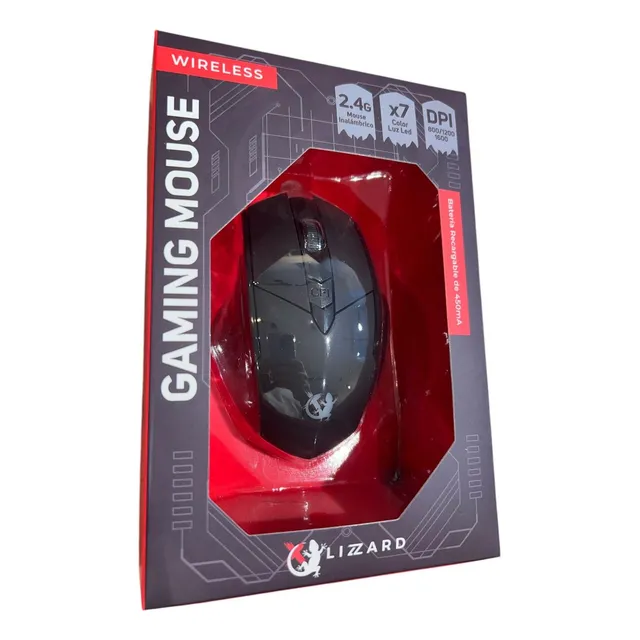 Mouse Gamer Inalámbrico Lizzard Precisión Estilo Para Tu Pc Negro
