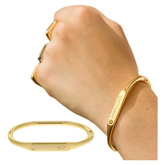Pulseira Feminina Infinito Amor Folheada Semijoia Dourado