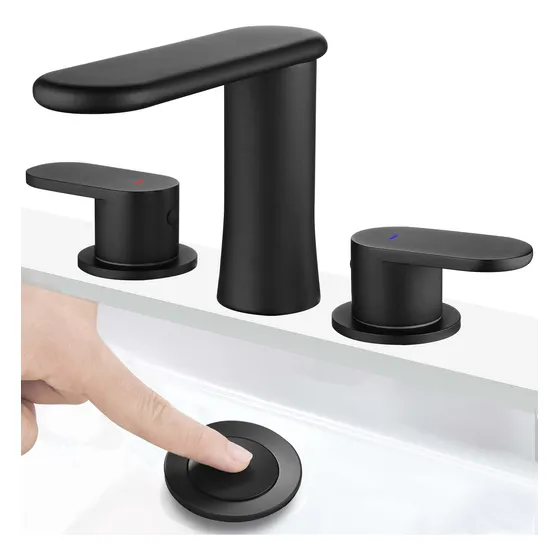 Grifo Baño Cascada Negro Mate Para Fregadero 3 Agujero 2