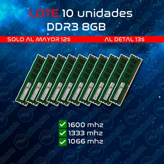 Al Mayor Ram Pc Ddr3 8gb (10 Unidades)