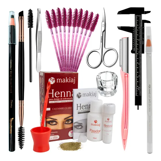 Kit Design De Sobrancelha Completo Henna Makiaj Iniciante