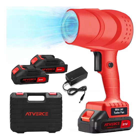 ATVERCE Soplador De Secado De Turbina Inalámbrico 1000w Portatil Color Rojo