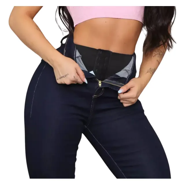 Calça Cinta Jeans Modeladora Reduz Afina Medidas Lipo