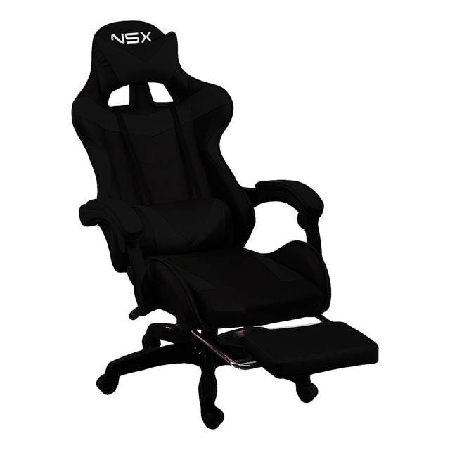 Cadeira De Escritório Nsx Gamer Preta Com Estofado De Couro Sintético Cadeira De Escritório Nsx Gamer Preta Com Estofado De Couro Sintético