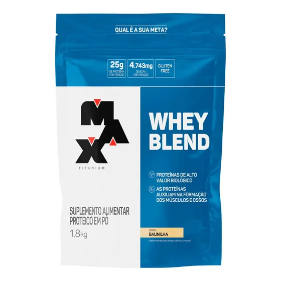 Whey Blend - Whey Protein Concentrado 1,8kg - Max Titanium Sabor Baunilha