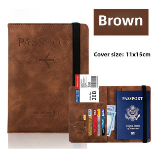 Porta-passaportes Rfid De Couro Pu Lin Ling Brown Porta-passaportes Rfid De Couro Pu Lin Ling Brown