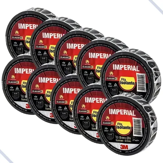 3M Do Brasil Imperial Slim Negro Lisa 20 m 18 mm Pack 10