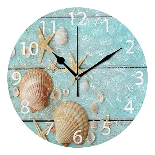 Alaza Vintage Marine Seashells Reloj Pared Acrilico Redondo