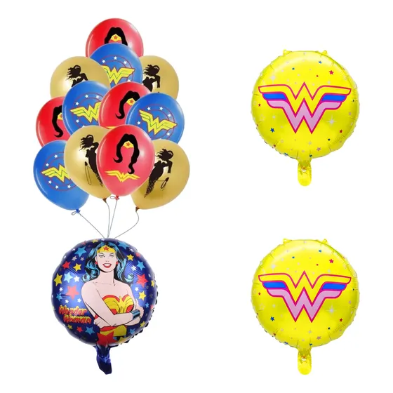 Globo Redondo Más Pack Globos Wonder Woman - Mujer Maravilla