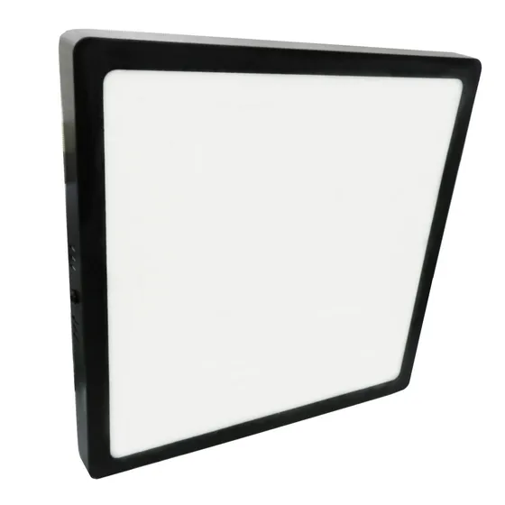 Panel Plafon Led 24w Cuadrado Aplicar Negro Macroled 3000k