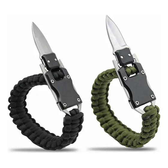 Supervivenci Pulsera Navaja Paracord Tactica Acero Cuchillo