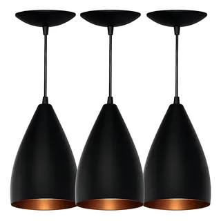 3 Lustre Pendentes Bala (preto Textura / Bronze) Cor AlumĂnio Bivolt 3 Lustre Pendentes Bala (preto Textura / Bronze) Cor AlumĂnio Bivolt