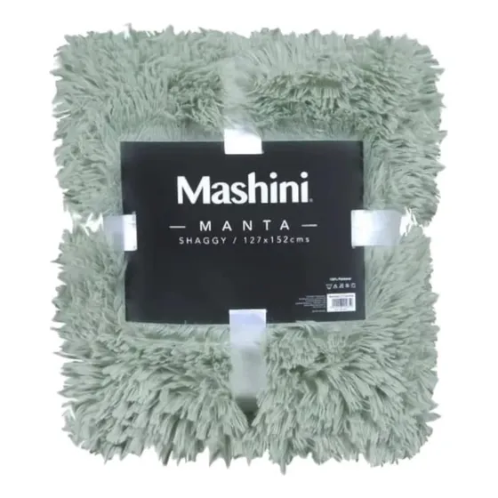 Manta Shaggy Mashini 127x152cm Verde Diseño De La Tela Lisa