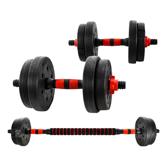 Kit Barra Pesas Discos Y Mancuernas 10 Kg Ajustable Gmp Color Negro