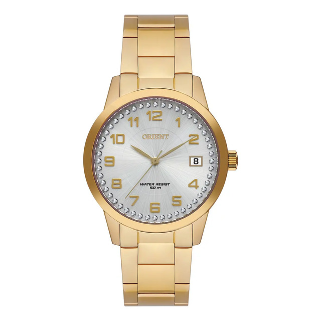 Relógio Orient Feminino Original Nota Fgss1237 S2kx Cor Da Correia Dourado Cor Do Bisel Do...