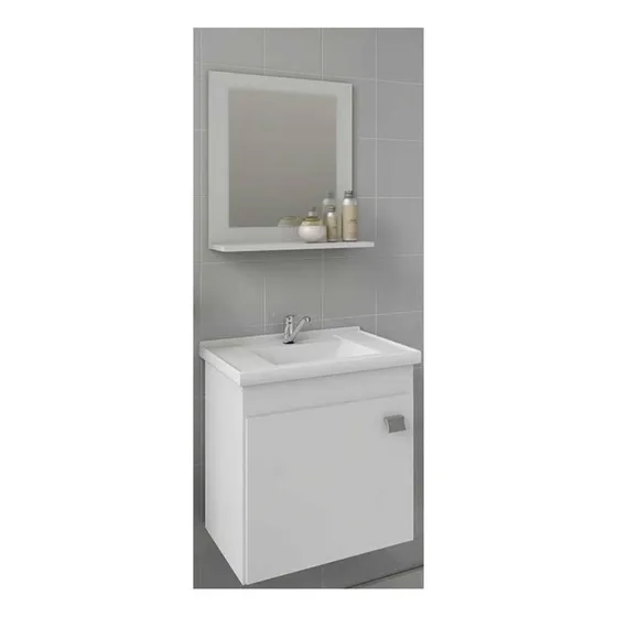 Móveis para banheiro MGM Móveis  Kit Íris de 44.8cm de largura, 46cm de altura e 31.5cm de profundidade com pia e móveis colorida branco