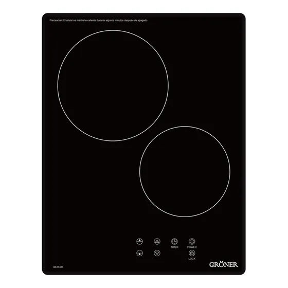 Encimera Vitrocerámica Gröner Touch Black Xs 2q Color Negro