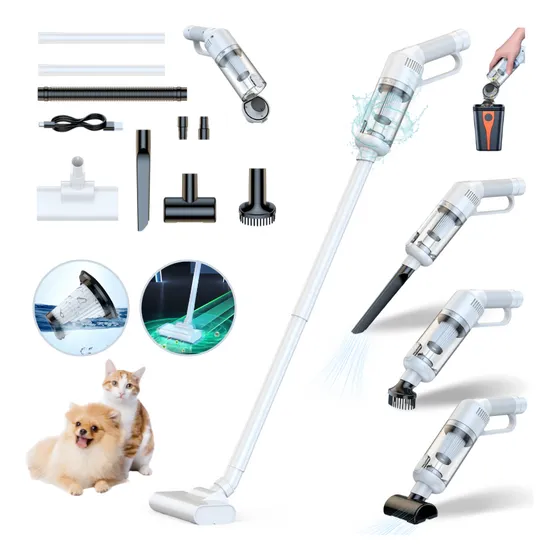 Huozhe Shop Aspiradora De Mano Trapeadora Inalámbrica Potente Succión Portátil Y Multifuncional Tres En Uno 18kpa 6 Modes Ultra Silenciosas Con Para Suelos De Madera, Automóvil, Pelo De Mascotas