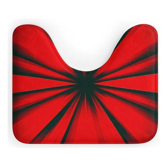 Alfombra Baño Para Inodoro Color Rojo Negro Lavable Suave U
