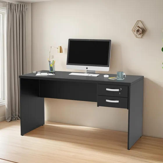 Mesa De Escritório 1.40x60 Com Gaveteiro Tampo 30mm Nogal