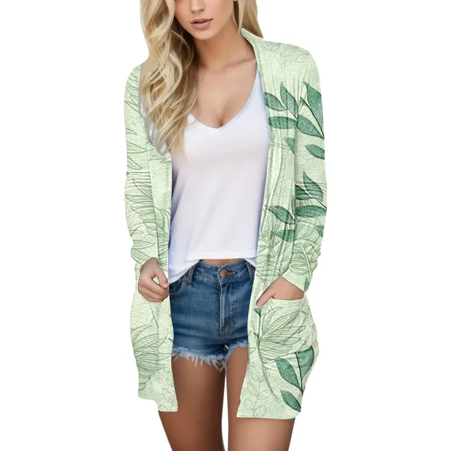 Cardigan Largo Para Mujer Ligero Verano Otoño Frente Abierto