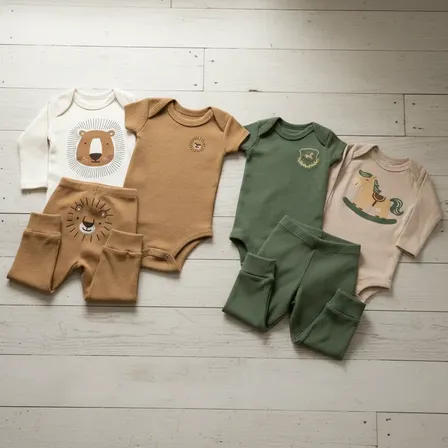 Conjunto Bebê Algodão Kit 6 Peças Body Longo Curto E Calça