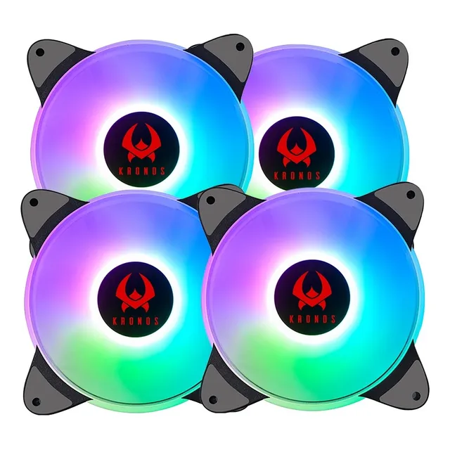 Kit 4 Ventiladores Pc Argb Kronos Blazer Black 120mm Control