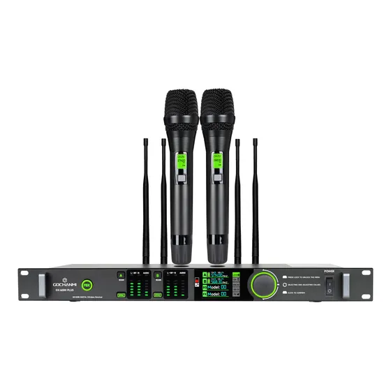 Microfonos Gc Gx6000 Inalambricos Sistema Profesional Uhf Color Negro