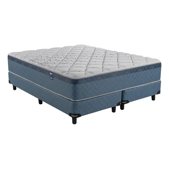Colchón Y Sommier Belmo Pocket 1 Queen 200x160 60 Cm Altura Color Azul