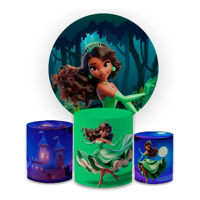 Kit Capa De Painel Trio De Cilindros Festa Princesas Magica