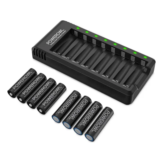 Baterías Recargables Aa 2800 Mah Con Cargador 8 Bahías