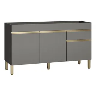 BalcĂŁo Gabinete Para Pia Sem Tampo 150cm Lina Gris Cor Cinza BalcĂŁo Gabinete Para Pia Sem Tampo 150cm Lina Gris Cor Cinza