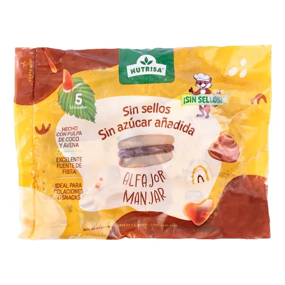 Alfajor Vainilla Con Manjar Nutrisa X 5 Unids 200 Gr