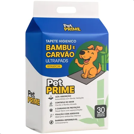 Tapete Higiênico Para Cães 80x60cm, Kit Com 30 Unidades E 6 Camadas De Carvão Ativo Cinza