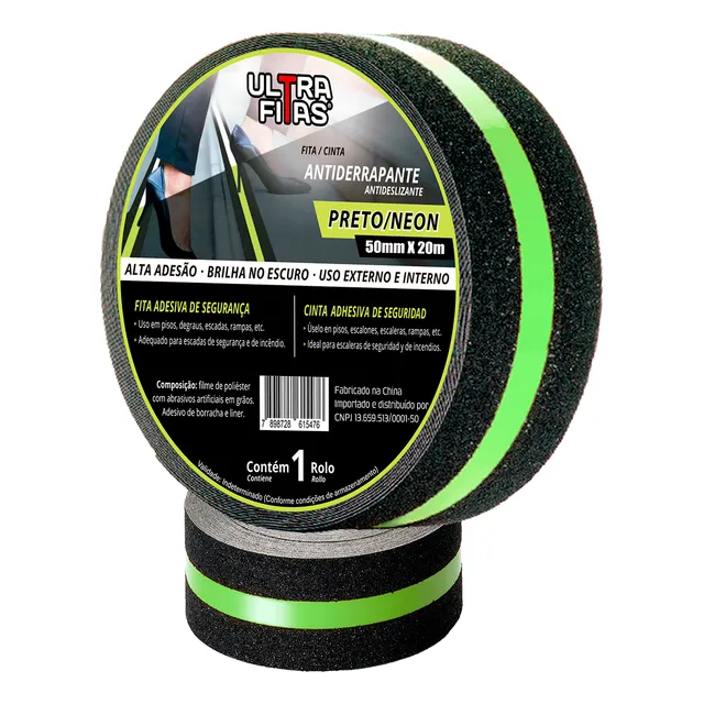 Fita Antiderrapante 20m - Fotoluminescente - Vagalume - Neon