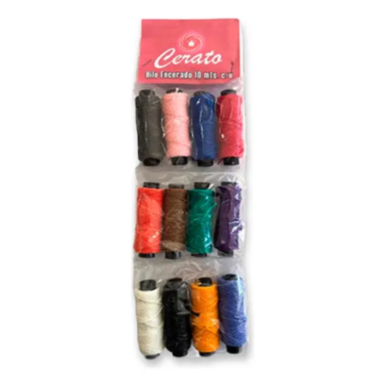 Hilo Encerado 12 Bobinas X 10 Mts. C/u. Colores Surtidos