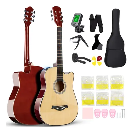 Kit 38in Violão Acústico Clássico 6 Cordas C/afinador+estojo Natural