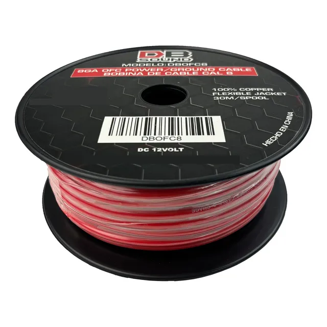 Rollo De Cable Rojo Db Sound Dbofc8 30 Metros Cal 8ga Ofc
