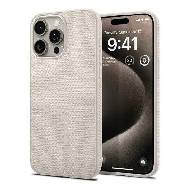 Case Spigen Liquid Air iPhone 15 Pro Max ( Funda Premium) Color Titanio Natural Color
