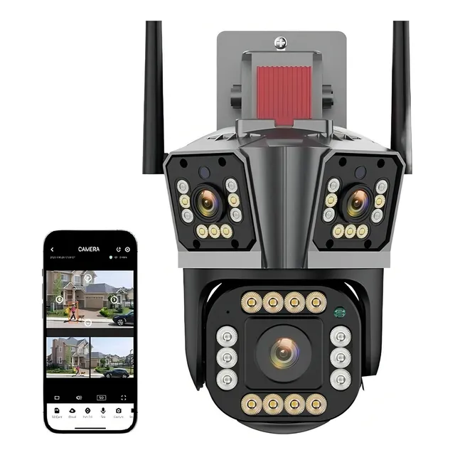 Camara Seisa IPC SY8 Domo Triple Lente Alarma Wifi Detencion Movimiento Color Negro