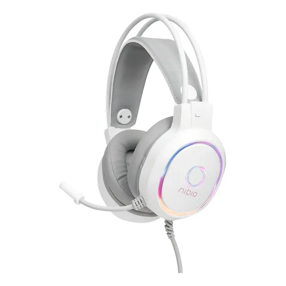 Audífono Gamer Nibio Zigma Pc Ps4 Ps5 Xbox Switch Luces Rgb Color Blanco