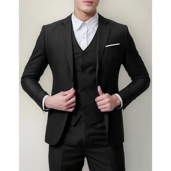 Alta Calidad Casual Slim Fit Traje De Hombre De Color Sólido