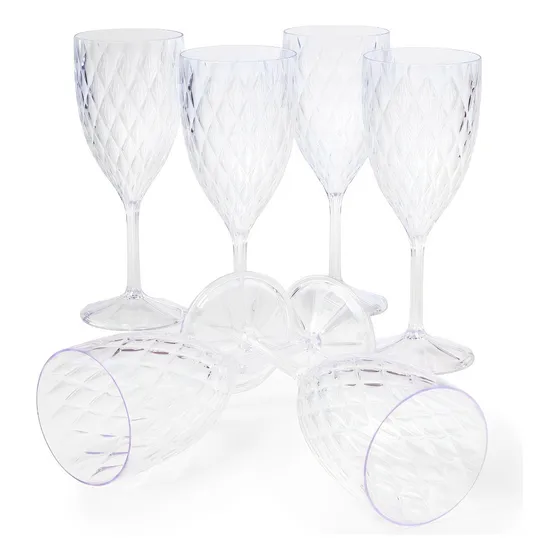 Set X6 Unid. Copa De Vino Acrilico 330ml Glamour Carol Color Transparente 14244