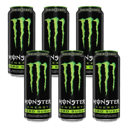 Energético Monster Energy Zero Açucar 473ml - 6 Unidades