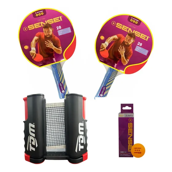 Combo Ping Pong Sensei Profesional 3 Estrellas Completo Ofer