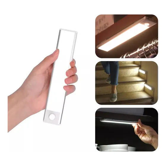 Barra Luz Led Sensor Movimiento Recargable 40cm Noche 3 Tono