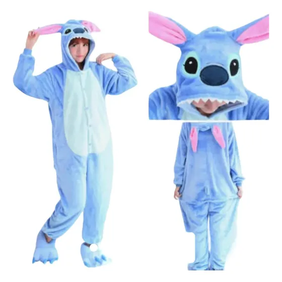 Pijama Enterito Stitch Y Leon Difraz Plush Invierno Tye