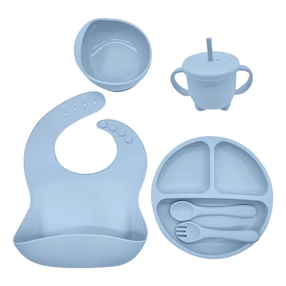Kit De Alimentación Para Bebé 6 Piezas Azul Pastel Úpale