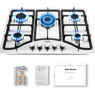 Parrilla De Gas Empotrable Estufa De Mesa 5 Quemadores Acero Inoxidable Xiudeen Xd5001 Plateado